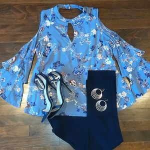 Blue floral blouse